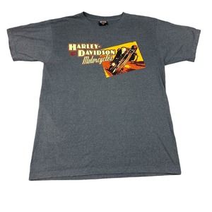 Harley Davidson Motorcycles Graphic T Shirt Mens XL Gray Short Sleeve USA Made